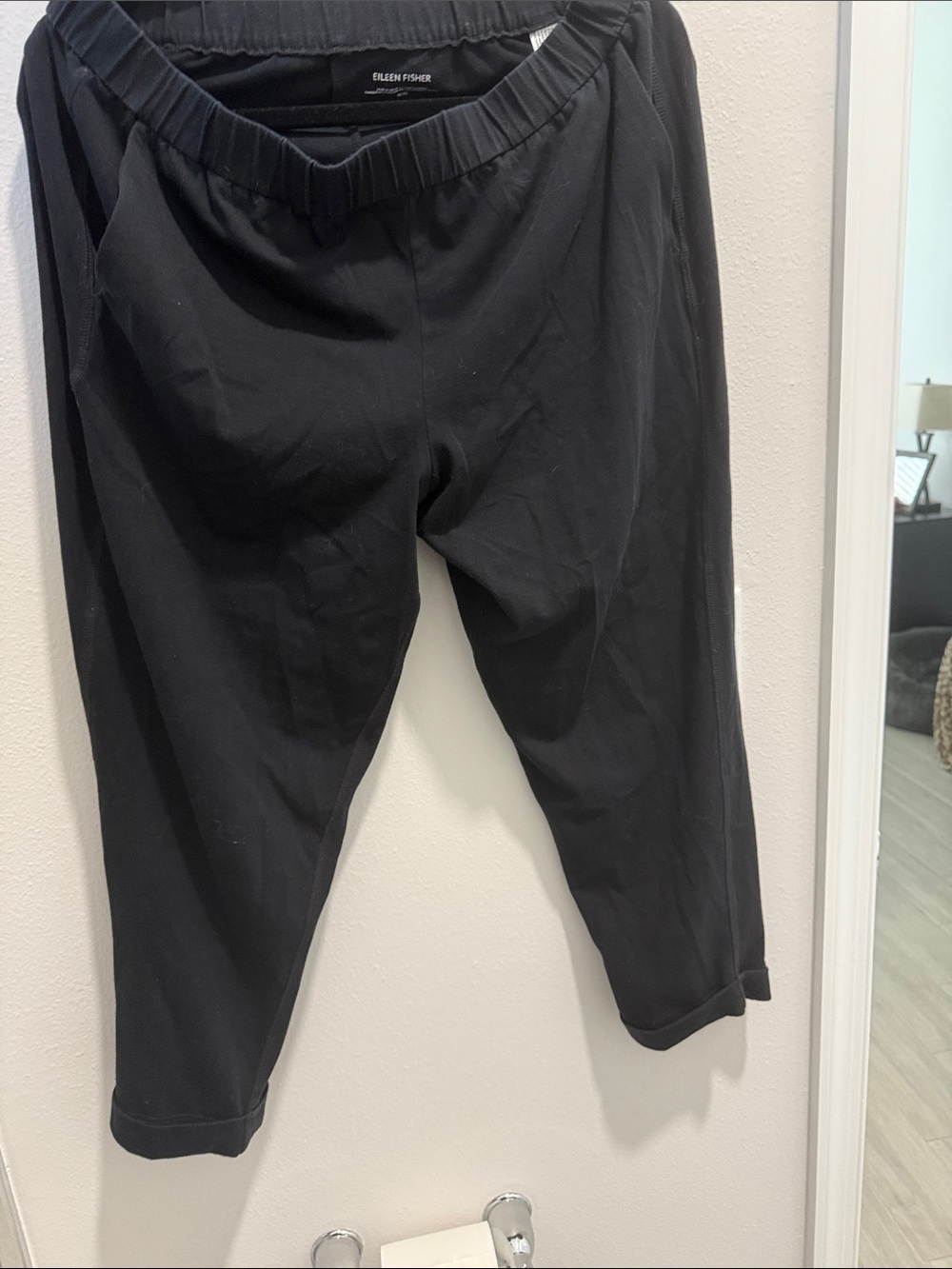 Eileen Fisher Black Elastic-Waist Joggers
